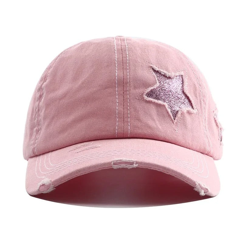 New Star Hollow Out Tail Baseball Cap for Ponytail Snapback Hat  Women Hip Hop Adjustable Distressed Hats Casquettes Femmes