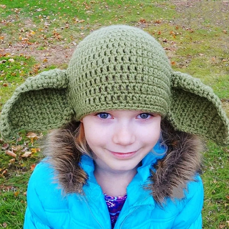 2 pieces Big Ear Knitted Hat Crochet Parent-Children Hat Pullover Cap for Party Props
