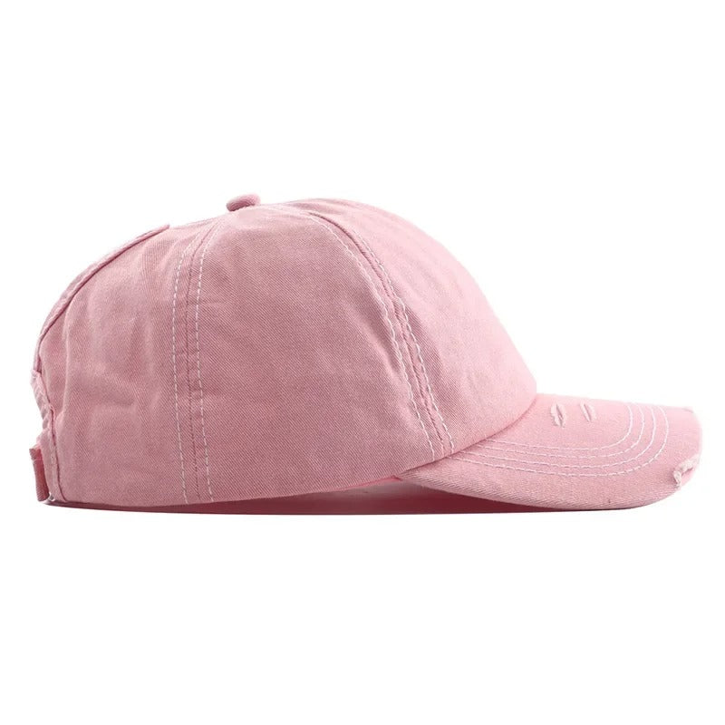 New Star Hollow Out Tail Baseball Cap for Ponytail Snapback Hat  Women Hip Hop Adjustable Distressed Hats Casquettes Femmes