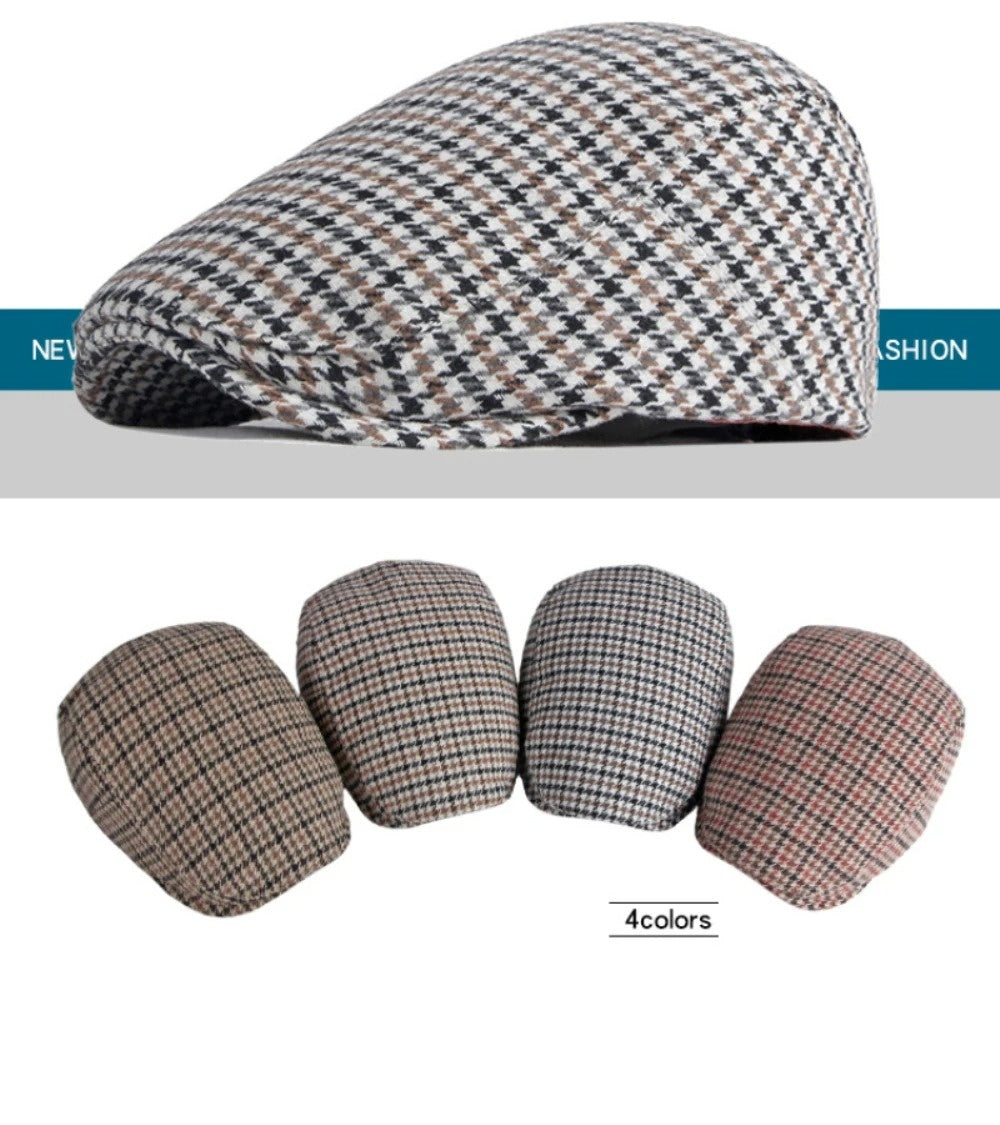 Berets Autumn Winter Hats for Men Women Artist Painter Plaid Wool Beret Hat Male Female Ivy Flat Cap Adjustable Beret Cap