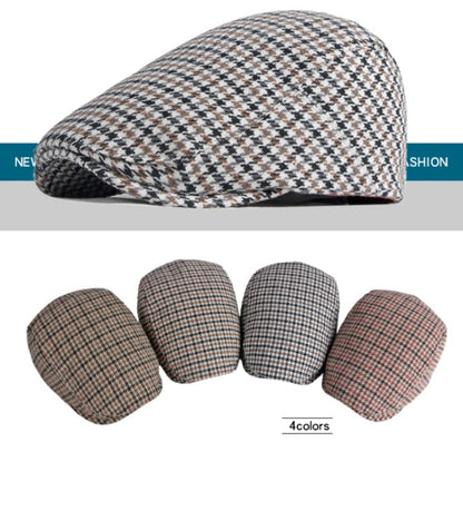 Berets Autumn Winter Hats for Men Women Artist Painter Plaid Wool Beret Hat Male Female Ivy Flat Cap Adjustable Beret Cap