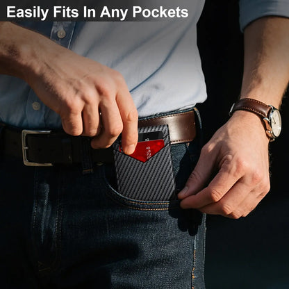 Men's Minimalist Bifold Wallet - 1 ID Window, Pop-Up Card Holder, Money Clip