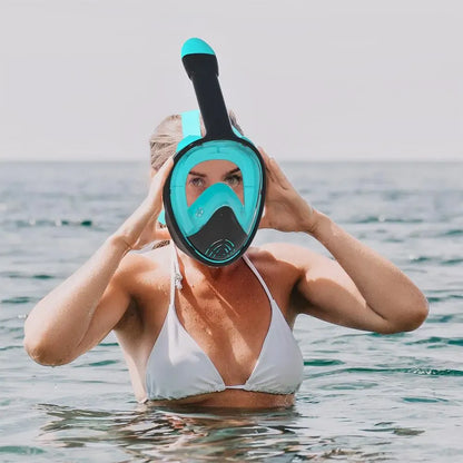 Full Face Diving Mask Set, Anti-Fog and Anti-Leak Snorkel Mask with Breathing Tube and Camera Mount, Outdoor Water Sports Diving Gear for Snorkeling and Swimming Adventures