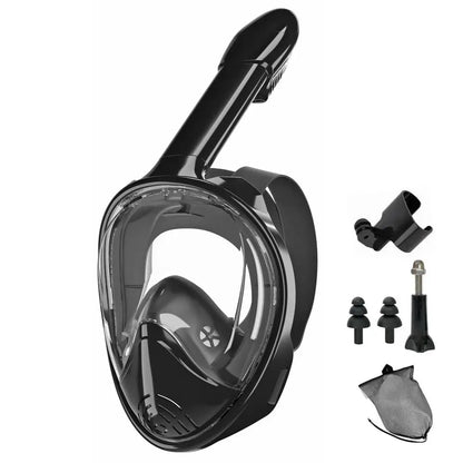 Full Face Diving Mask Set, Anti-Fog and Anti-Leak Snorkel Mask with Breathing Tube and Camera Mount, Outdoor Water Sports Diving Gear for Snorkeling and Swimming Adventures