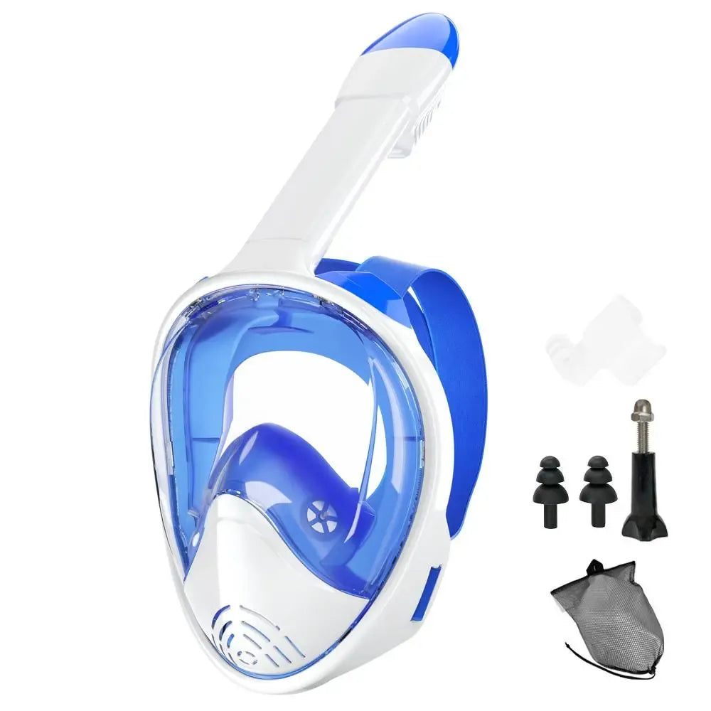 Full Face Diving Mask Set, Anti-Fog and Anti-Leak Snorkel Mask with Breathing Tube and Camera Mount, Outdoor Water Sports Diving Gear for Snorkeling and Swimming Adventures