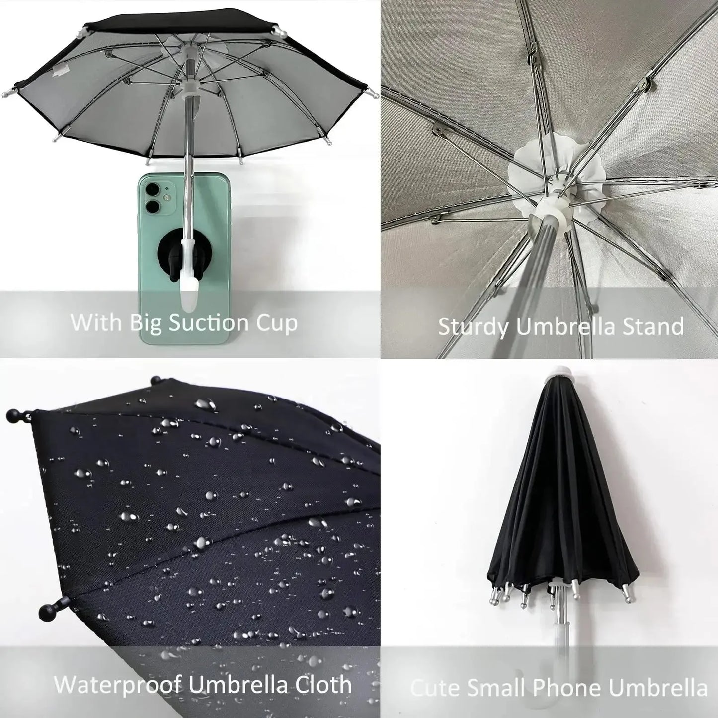 Outdoor Vacation Beach Umbrella Cellphone Holder, Anti-Peeping Protective Phone Holder with Suction Cup, Mobile Phone Sun Protection Water Proof Umbrella