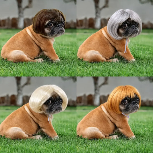 Adorable Appearance Pet Short Hair Wig Headband - Cute and Playful All Seasons Fun Accessory for Dogs & Cats, Valentine's Day Gift