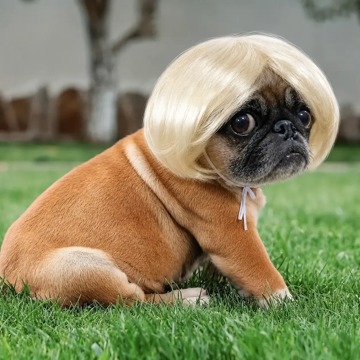 Adorable Appearance Pet Short Hair Wig Headband - Cute and Playful All Seasons Fun Accessory for Dogs & Cats, Valentine's Day Gift