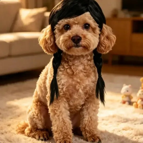 Adorable Appearance Pet Short Hair Wig Headband - Cute and Playful All Seasons Fun Accessory for Dogs & Cats, Valentine's Day Gift