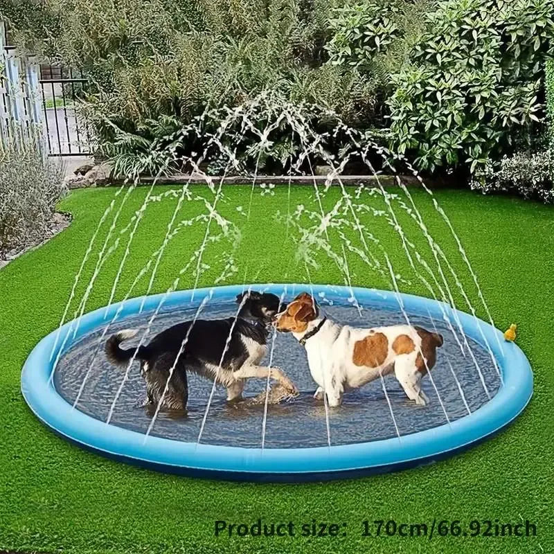 Outdoor Dog Water Sprinkler Pad, Portable Non-Slip Fun Pet Splash Pad for Bathing and Play, Outdoor Pet Shower Soaker