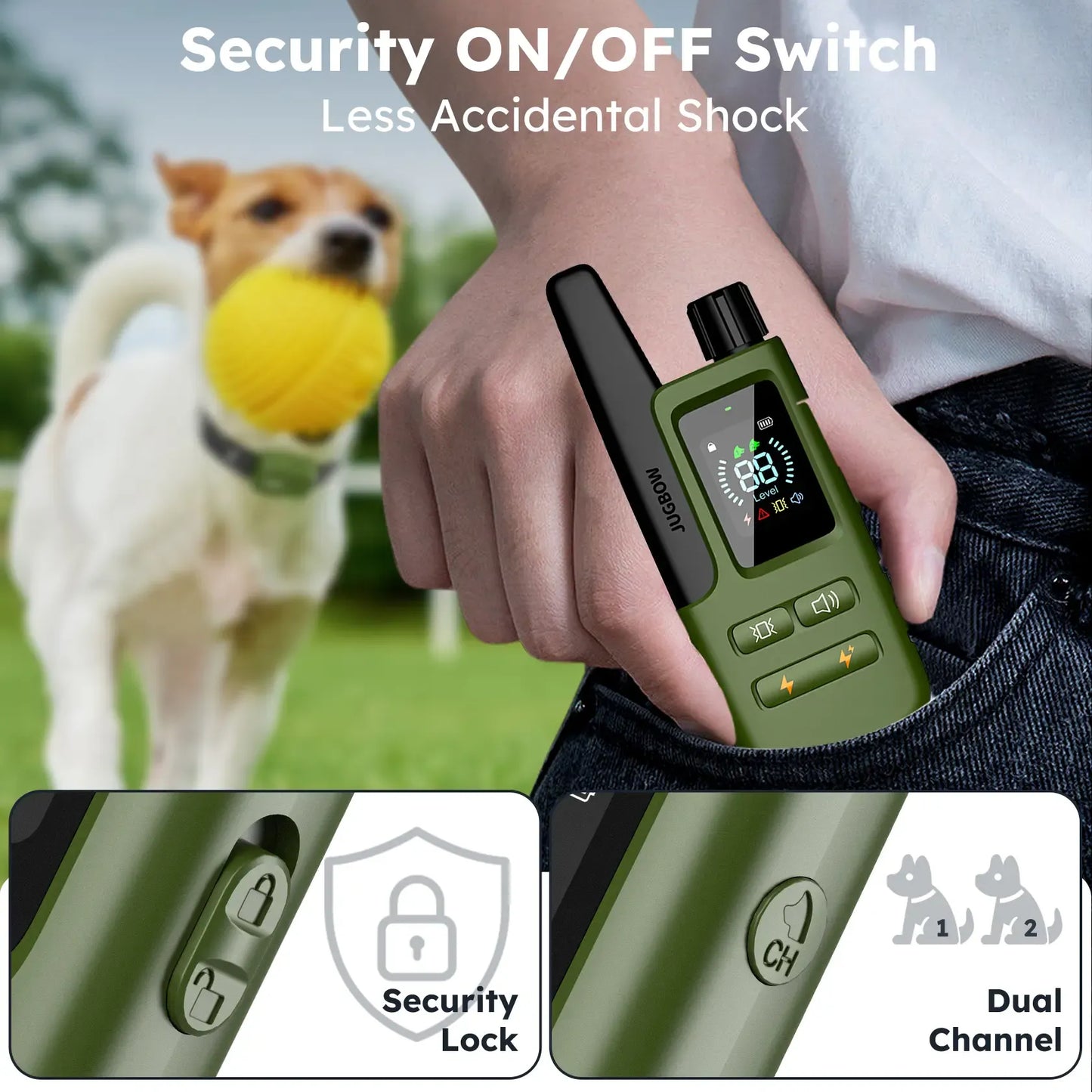 Jugbow Dog Collar 2 Dogs 4500FT Dog Training Collar with Remote, IPX7 Waterproof E Collar for Dogs Training Outdoor Rechargeable Collars for Dogs (10-120lbs)