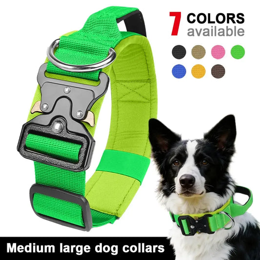 Adjustable Fit Dog Collar for Medium to Large Dogs, German Shepherd Accessories, High-Strength Metal Buckle, Tactical Training Collar, Durable Material Pet Accessory