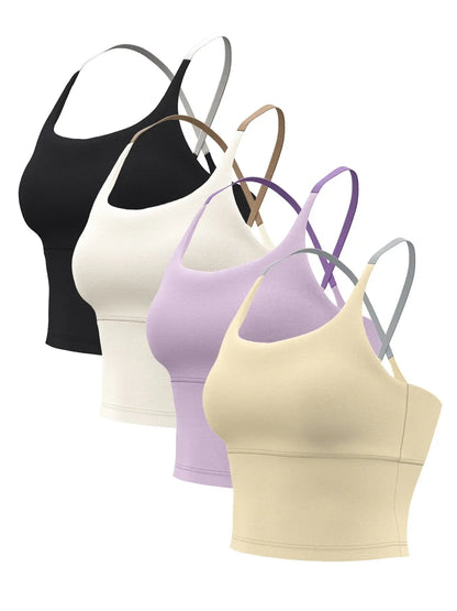 Sporty Women's Plain Criss Cross Sports Bra