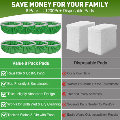 8Pcs Microfiber Mop Pads Compatible with  Mop Wet and Dry Flat mop Cover Replacement Reusable Sweeping pad Refills Handle Not Include