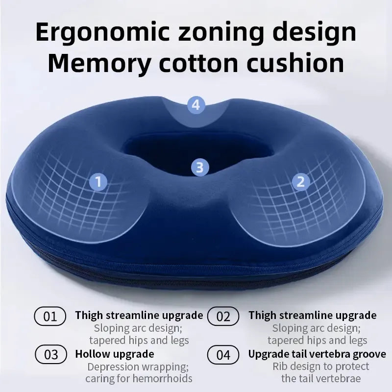 Memory Foam Donut Pillow, Sciatic Nerve Support Pad, Hemorrhoid Cushion, Tailbone Care Pad, Pregnant Women Seat Cushion, Yoga Leg Pillow
