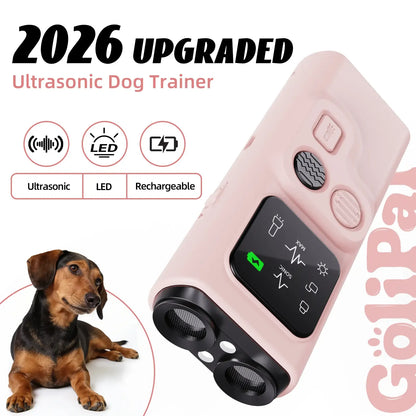 2026 Upgraded Ultrasonic Dog Bark Stopper with 30ft Range Anti-Bark Barking Silencer Rechargeable LED Flashlight User-Friendly Design