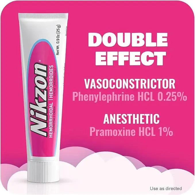 Hemorrhoid Treatment Cream, 2 Pack, Vasoconstrictor & Anesthetic, Fast Soothing Relief from Pain, Itching