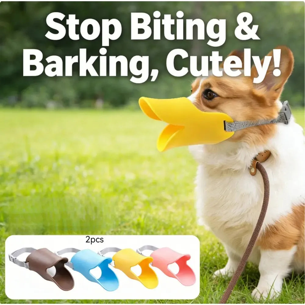 Funny Duck Bill Dog Muzzle | Anti-Biting & Barking Soft Silicone Pet Mouth Cover | Stop Dogs Eating Trash | Breathable Mask | Training Aid