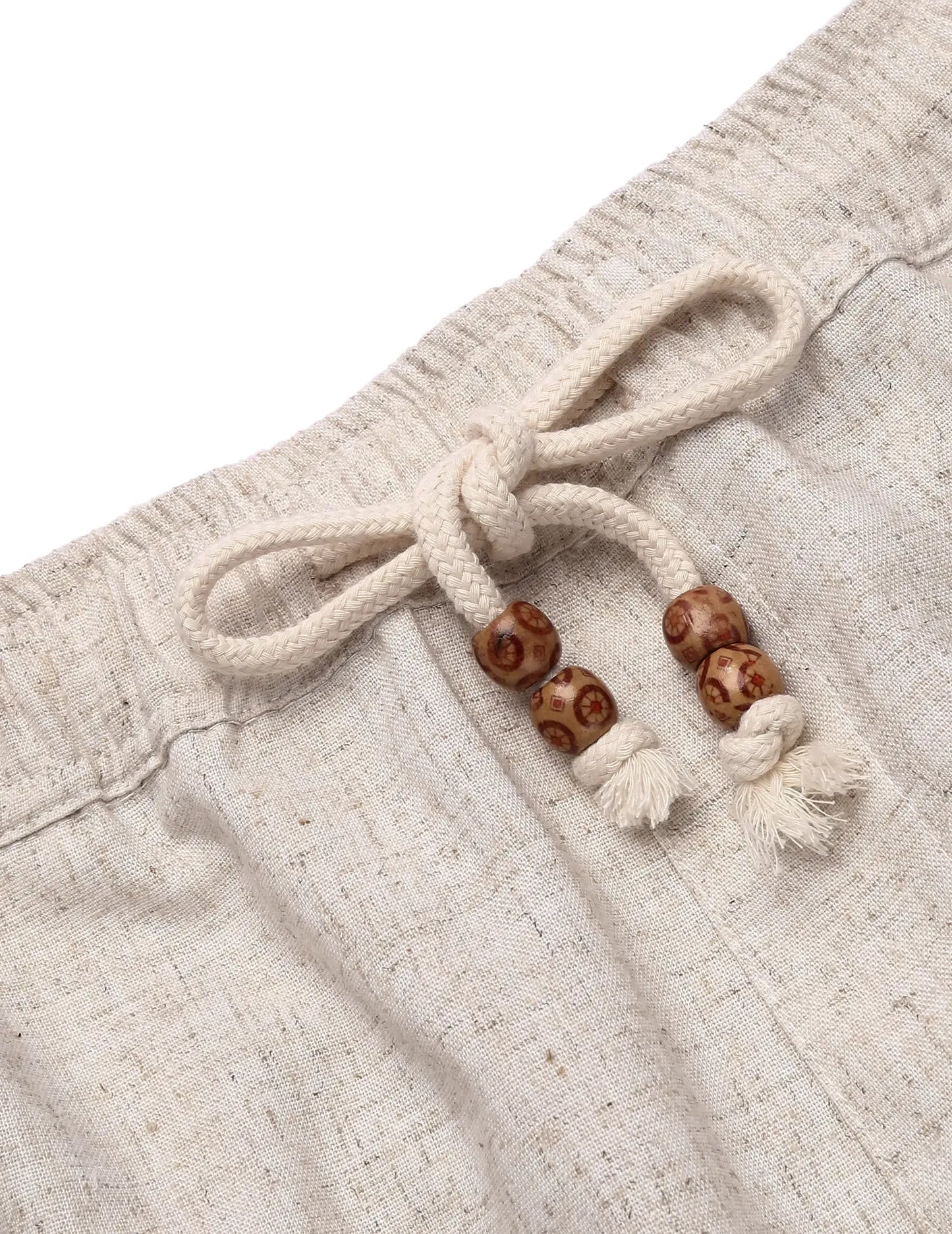 Men's Linen Casual Elastic Waist Drawstring Summer Beach Shorts