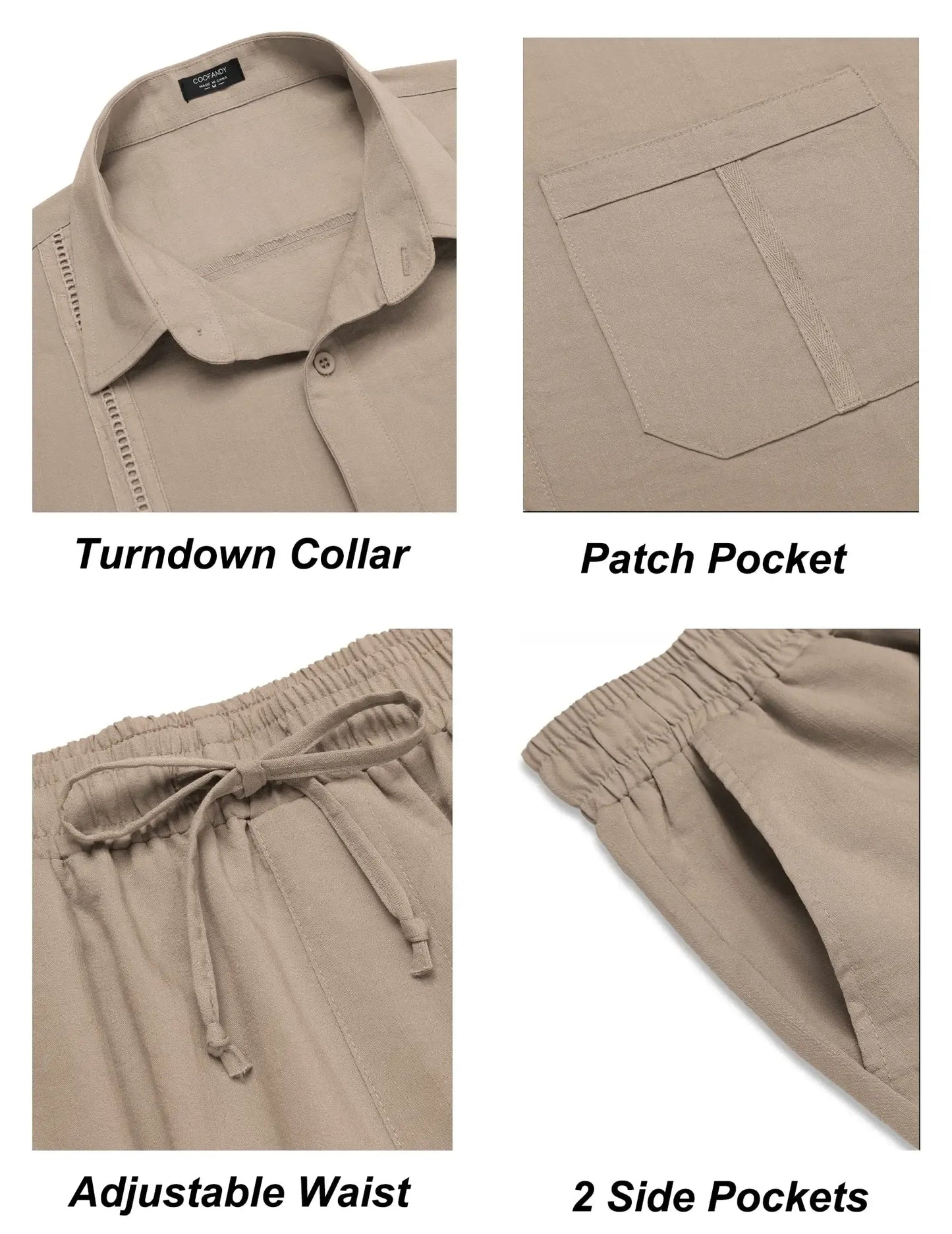 Men's 2 Piece Sets Casual Long Sleeve Button Down Cuban Shirt & Loose Pants