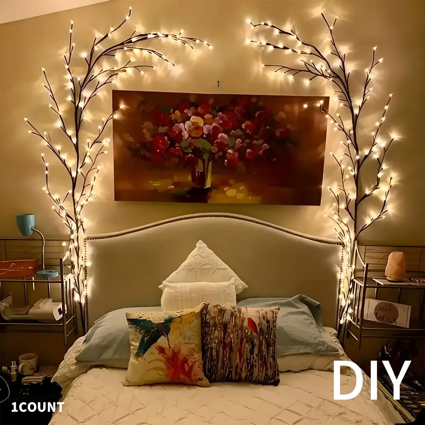 144 LED Branch Vine Light Decorative Flowers DIY Installation for Living Room Bedroom Outdoor Decoration