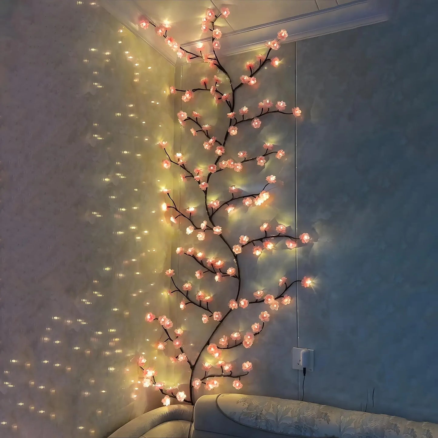 144 LED Branch Vine Light Decorative Flowers DIY Installation for Living Room Bedroom Outdoor Decoration