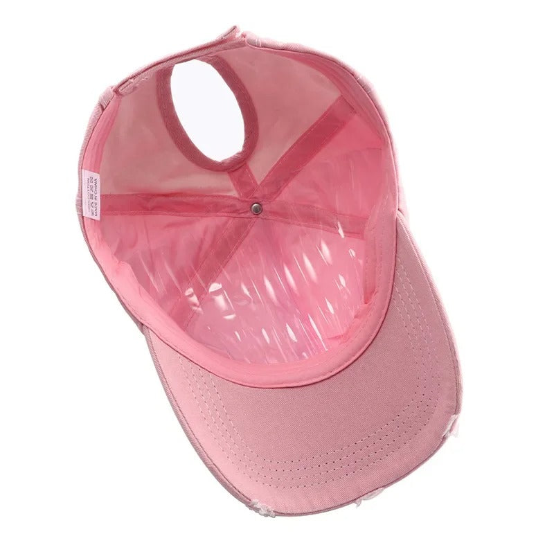 New Star Hollow Out Tail Baseball Cap for Ponytail Snapback Hat  Women Hip Hop Adjustable Distressed Hats Casquettes Femmes