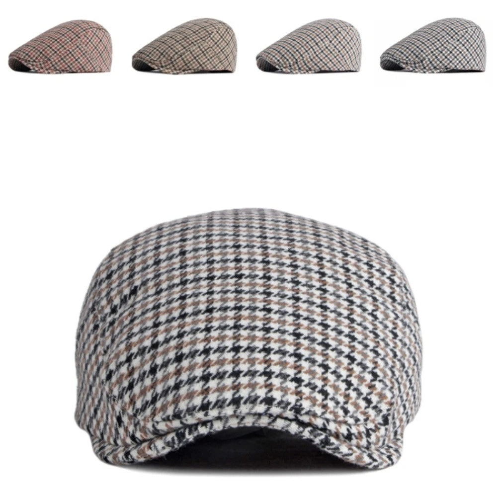 Berets Autumn Winter Hats for Men Women Artist Painter Plaid Wool Beret Hat Male Female Ivy Flat Cap Adjustable Beret Cap