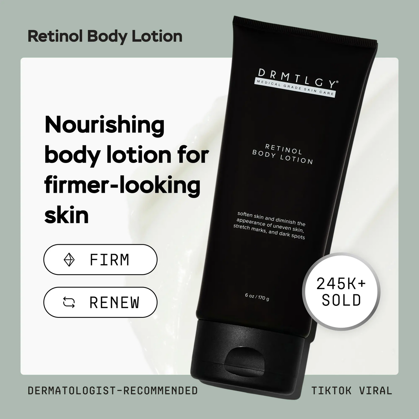 Retinol Body Lotion 6 oz with Shea Butter and Ceramides Skin Care Hydrating
