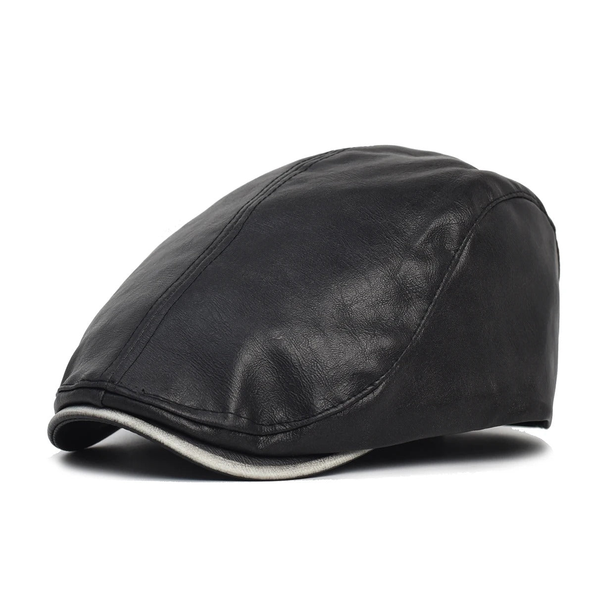 New Men Women Berets Faux Leather British Vintage Flat Cap Male Solid Black Red Navy Brown Newsboy Caps Adjustable Driver Hats