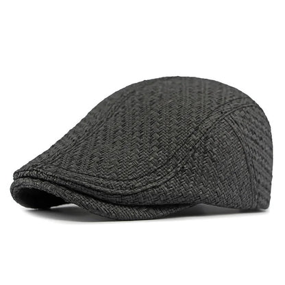 Beret Spring Summer Straw Sun Cap Hat Men Women Breathable Flat Beret Cap Male Female Adjustable Artist Painter Beret Hat