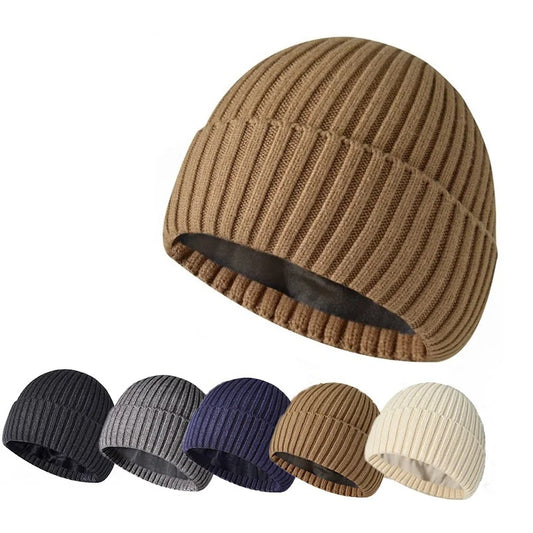 Winter inner velvet thickened warm adult unisex woolen knitted hat