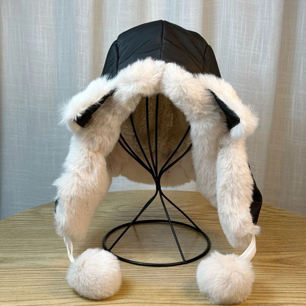 New Cute Fox Cat Ear Plush Ear Protection Hat For Women In Autumn And Winter Plus Velvet And Thickened Ski Warm Hat