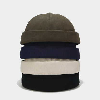 Men Solid Color Landlord Caps Spring and Autumn Melon Skin Hats Literary Hip Hop Hat Painter Cap
