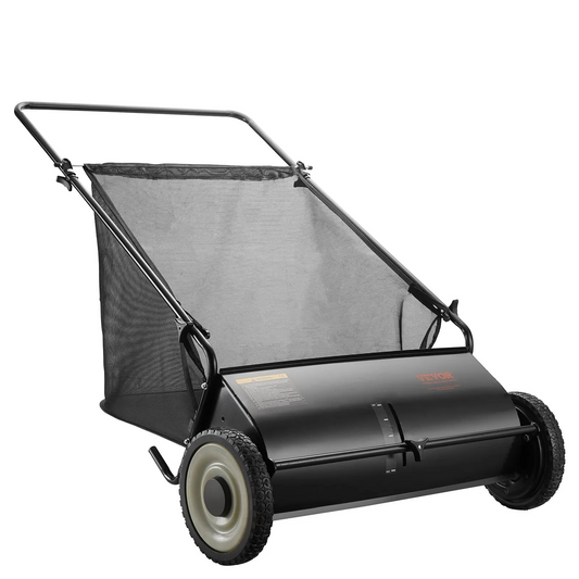 1Pcs Push Lawn Sweeper 26 Inch Leaf & Grass CollectorStrong Rubber Wheels