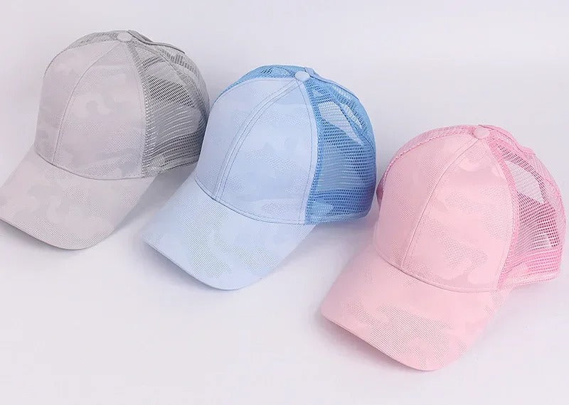 New Summer Camouflage Mesh Trucker Hat  Cap Chapeau Femme Fashion Messy Hair Bun Ponytail Baseball Caps for Women