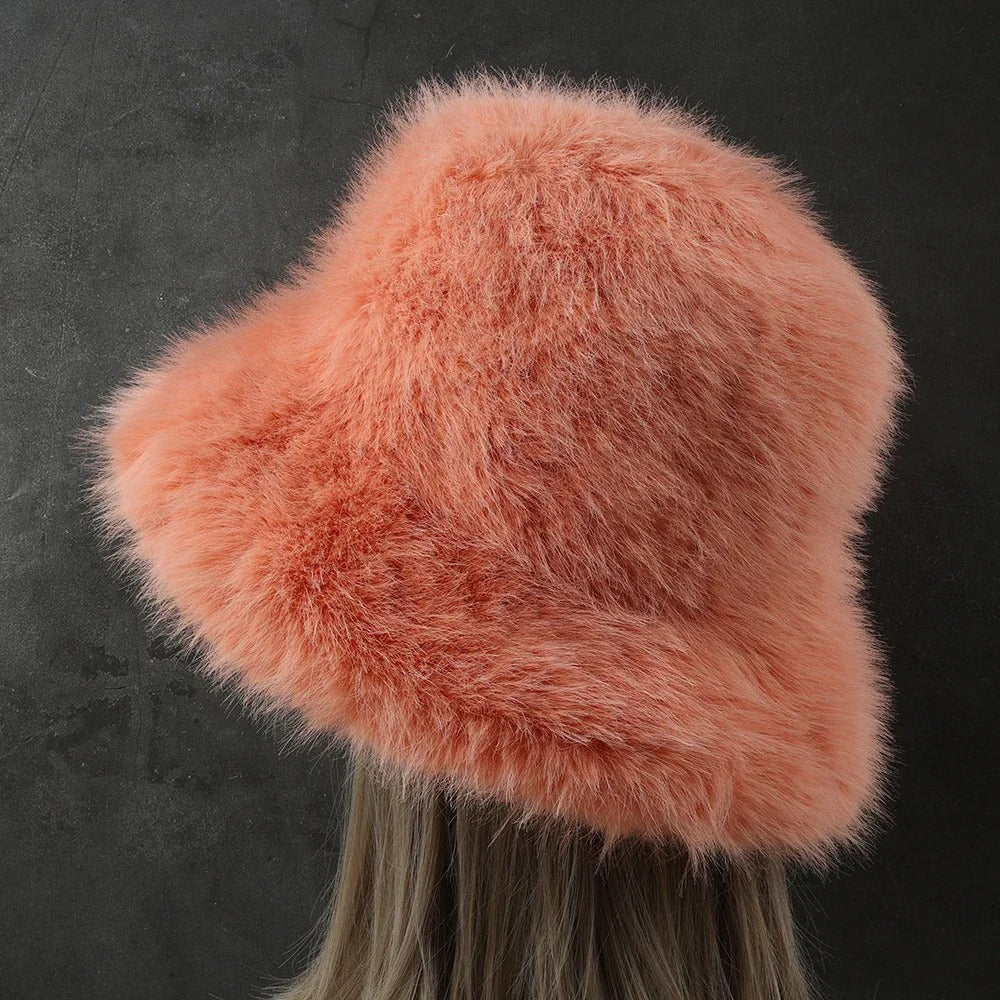 Rabbit Fur Knitted Scarf Hood Women Cashmere Beanies Winter Unisex Warm Skiing Hat Outdoor Ear Protection Bonnet