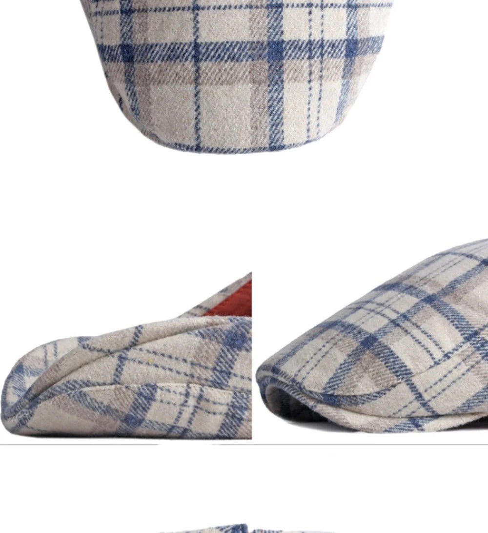 Berets Autumn Winter Caps for Men Women Plaid Artist Painter Wool Beret Hat Male Female Cap Adjustable Beret Cap