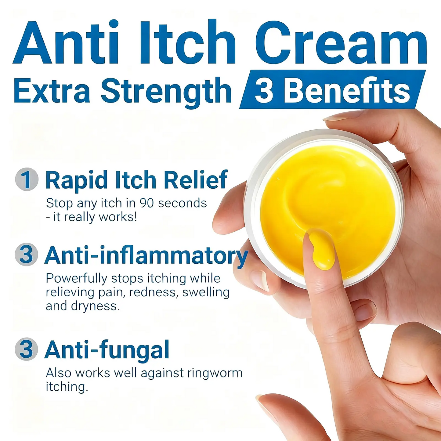 Calming Antimicrobial Cream - Soothes Eczema Flare-Ups, Jock Itch, Dry Itchy Skin | Fragrance-Free Mild Formula for Legs, Hands, Groin & Full Body