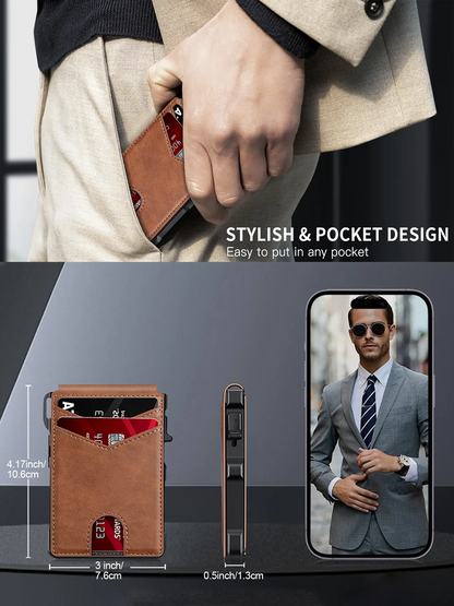 Aluminum Bifold Pop - Up,summerwins Minimalist Men’s Slim Wallet: 9 - 13 Cards, Money Clip
