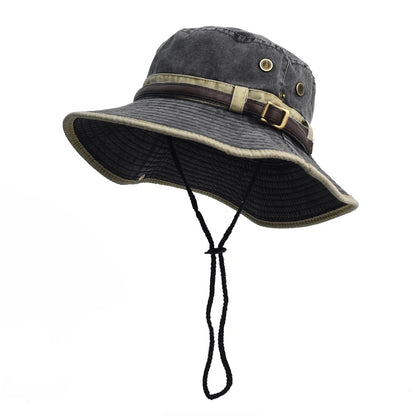 Spring Cotton Solid Bucket Hat Fisherman Hat Outdoor Travel Sun Cap For Men And Women
