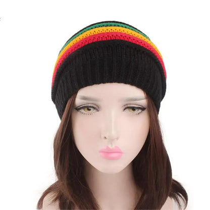 Colorful Striped Kinted Hat Keep Warm Unisex Knitted Pullover Cap