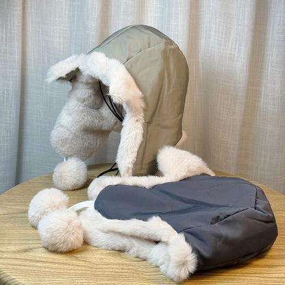 New Cute Fox Cat Ear Plush Ear Protection Hat For Women In Autumn And Winter Plus Velvet And Thickened Ski Warm Hat
