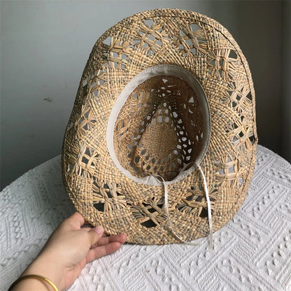 Cowboy Straw Hat Western Cowboy Sun Hat Spring Knight Hat Unisex Jazz Hat Summer Wide brimmed Hat sombrero hombre