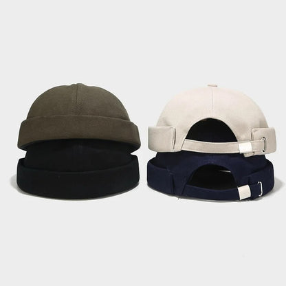 Men Solid Color Landlord Caps Spring and Autumn Melon Skin Hats Literary Hip Hop Hat Painter Cap