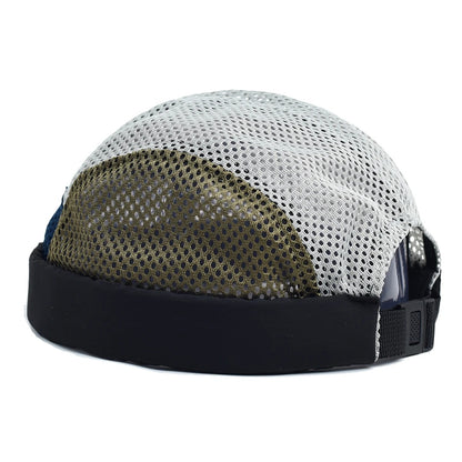 Men's Brimless Docker Hat Summer Breathable Mesh Net Beanie Cap Rolled Cuff Harbour Hats Sailor Fisherman Landlord Hat