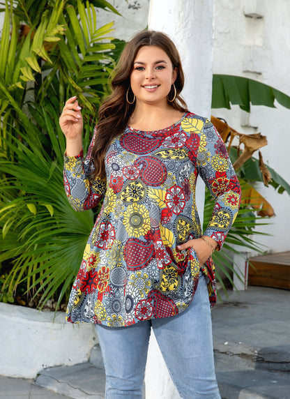 Womens Tops - Plus Size Tunics 3/4 Sleeve Loose Fit Dressy Casual Long Swing Flowy Lady Blouses Shirts Wear with Leggings Teals Blue Clothing A1 SATGF