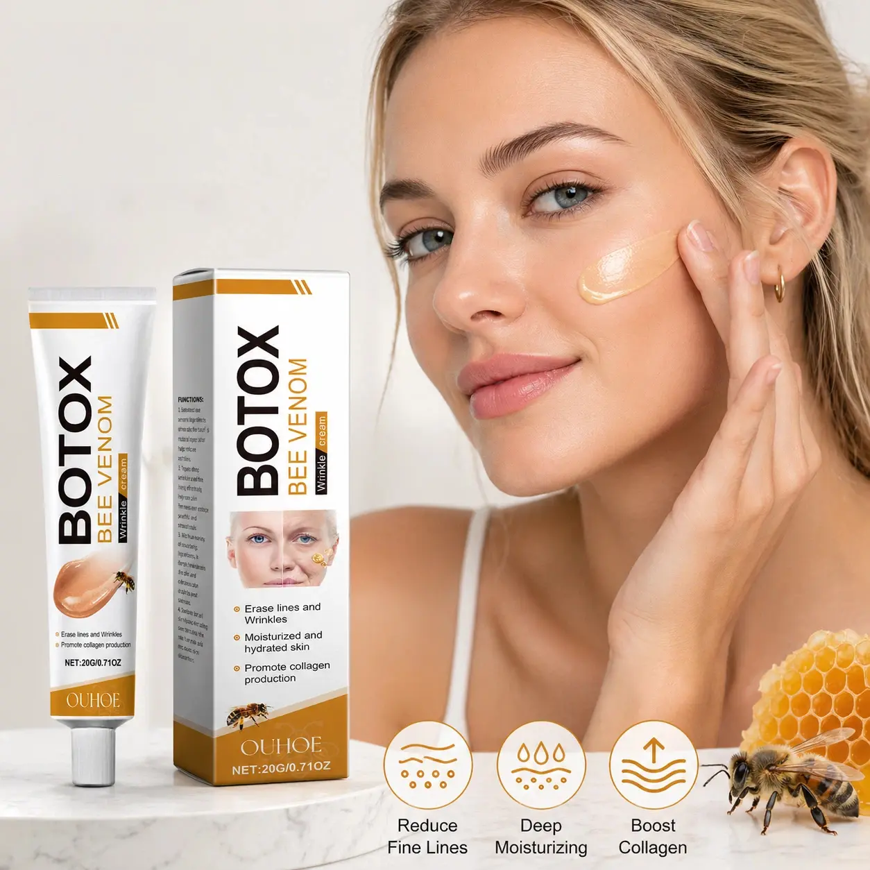 Venom Wrinkle Removal CreamLifting & Recovery, Bee Venom Cream, All Skin Types