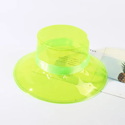 Transparent Women's Buckets PVC Hats Caps Girls Gorras Ladies  Beach Sun Visor Waterproof Rain Hat Plastic Wide Brim Caps