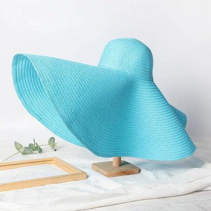 Lady Summer Wide Brim Straw  Hat  Oversized 70cm Foldable Beach Sun Hats Large  Uv Protection Sun Hat for Women